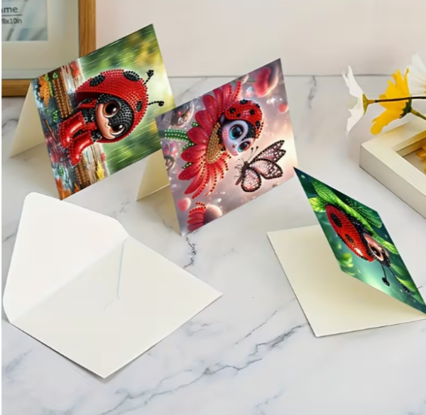 Diamond Painting 6 Stück Marienkäfer Karten
